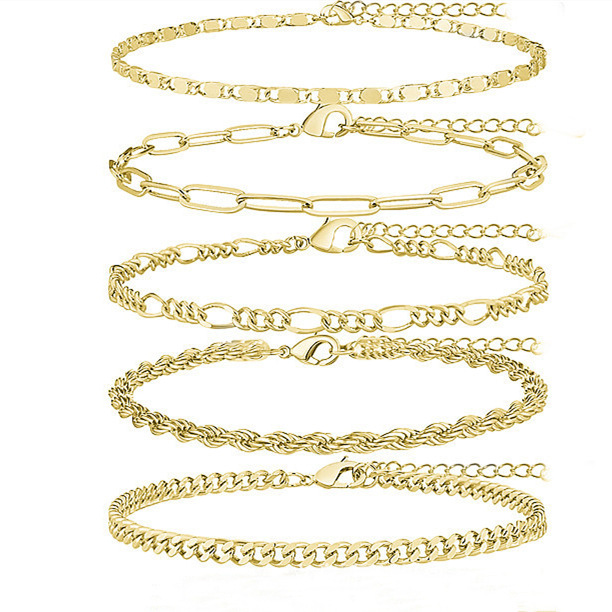 Bohemian Cuban Chain Set Anklet Simple Ankle Chain Seed Bead Adjustable Anklet