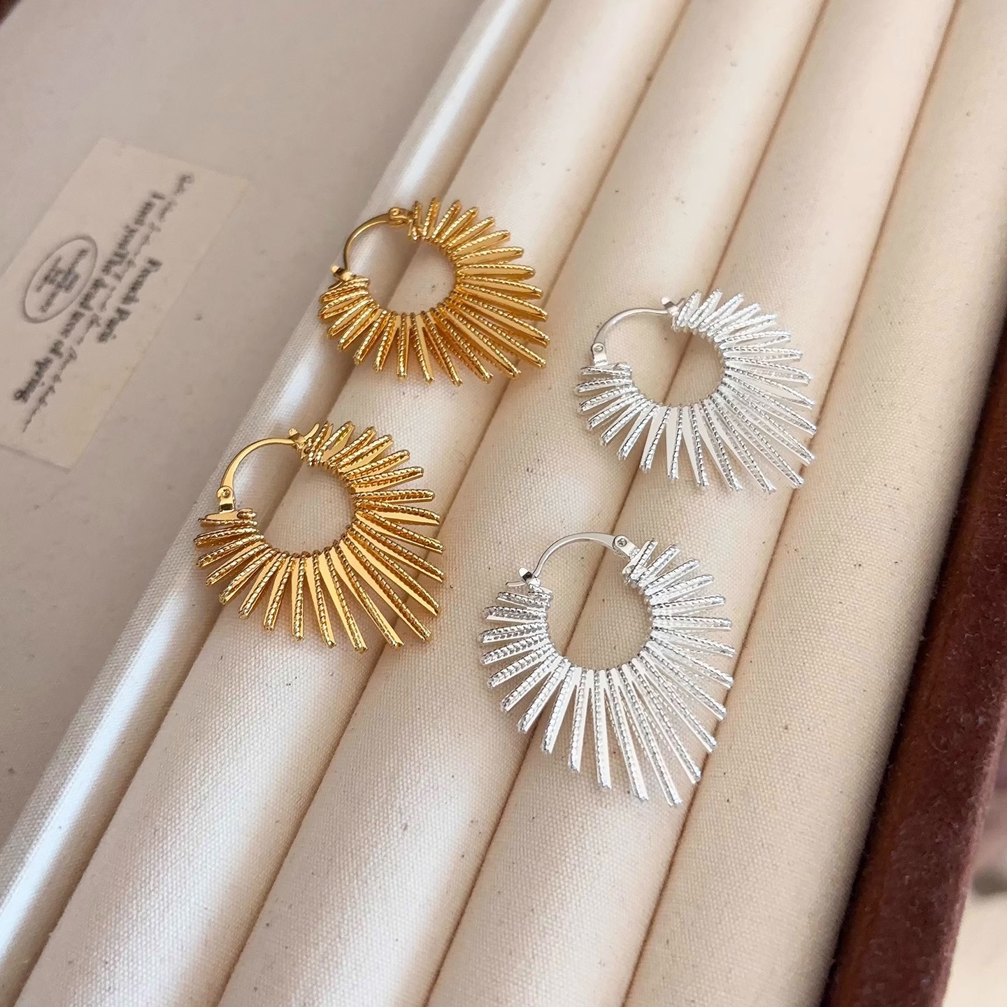 Line Heart Ear Cuff Real Gold Electroplated Exaggerated Sunflower Earrings