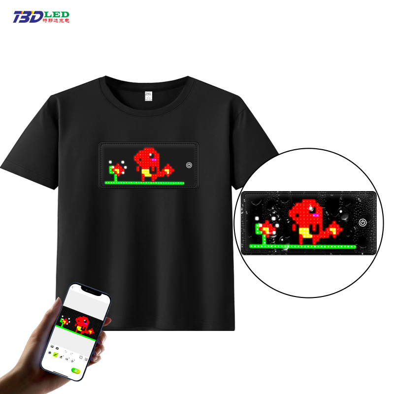 LED Light-Up Clothing for Bar Performances, 100% Cotton LED T-Shirts, Customizable LED Displays for Cell Phones, High-Brightness Displays