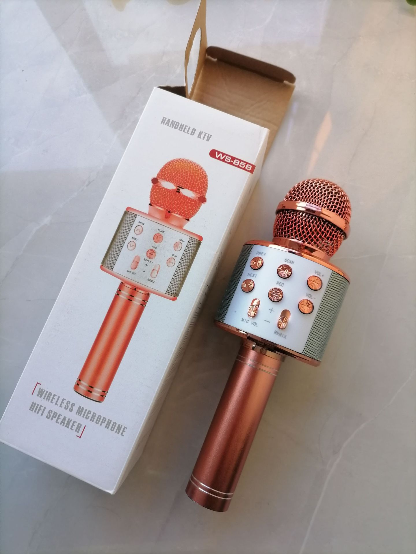 WS858 Phone Microphone Wireless Bluetooth Microphone K12 Song Phone Microphone Bluetooth Speaker K Song Bao
