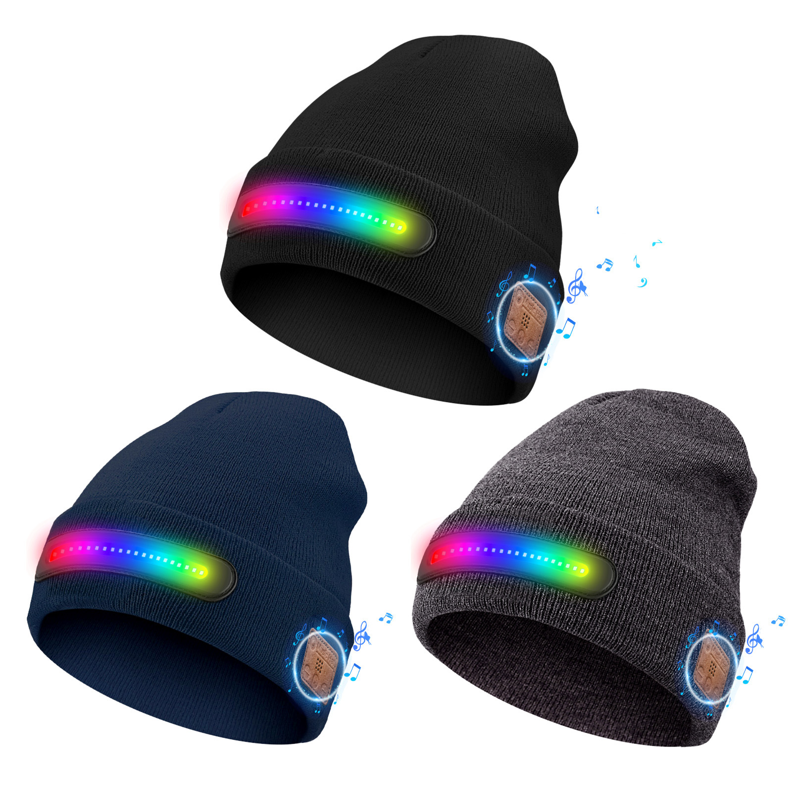LED light-up Bluetooth music hat Christmas party outdoor colorful night running warning light hat