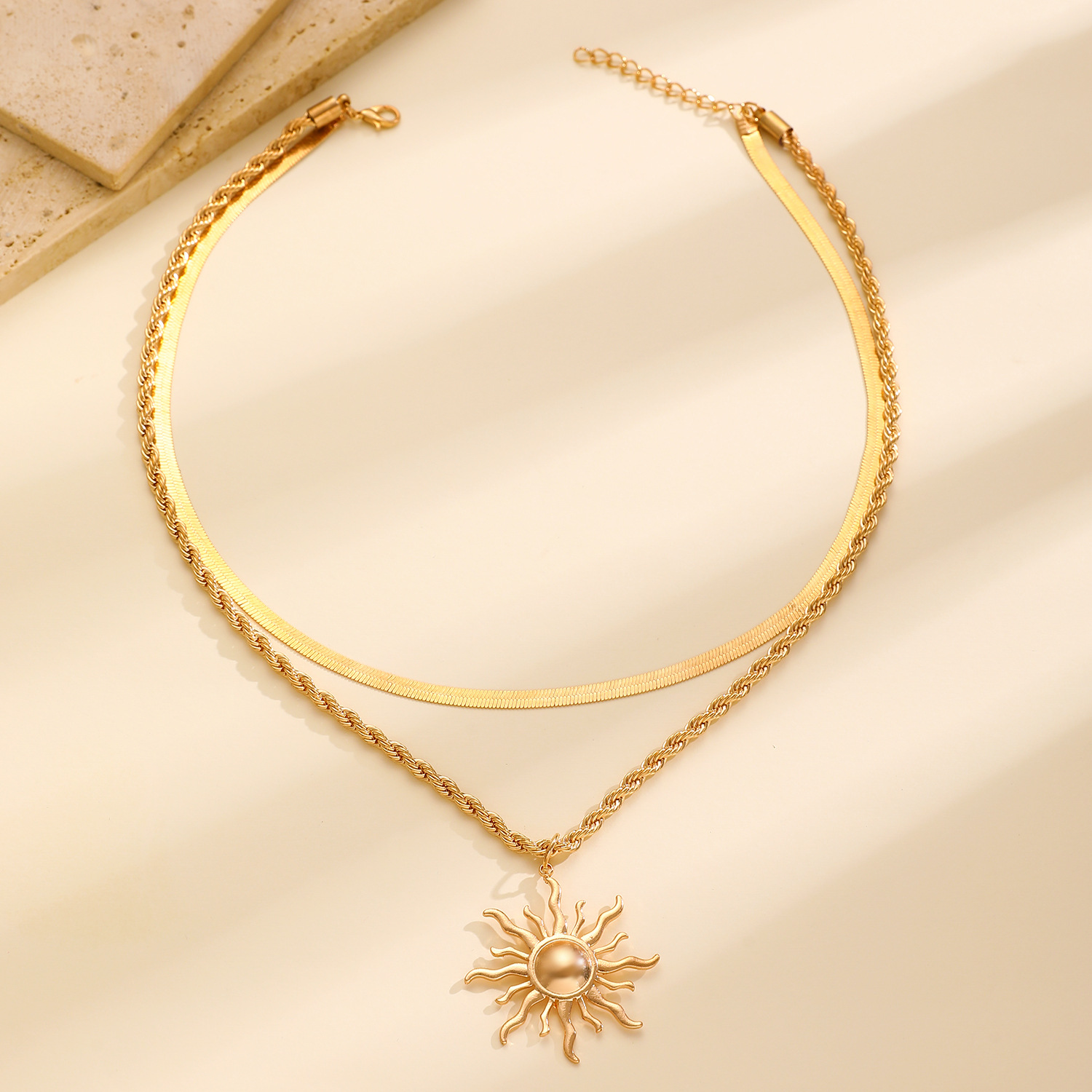 Sunflower Flame Pendant Necklace Niche Stacking Sun Collarbone Chain