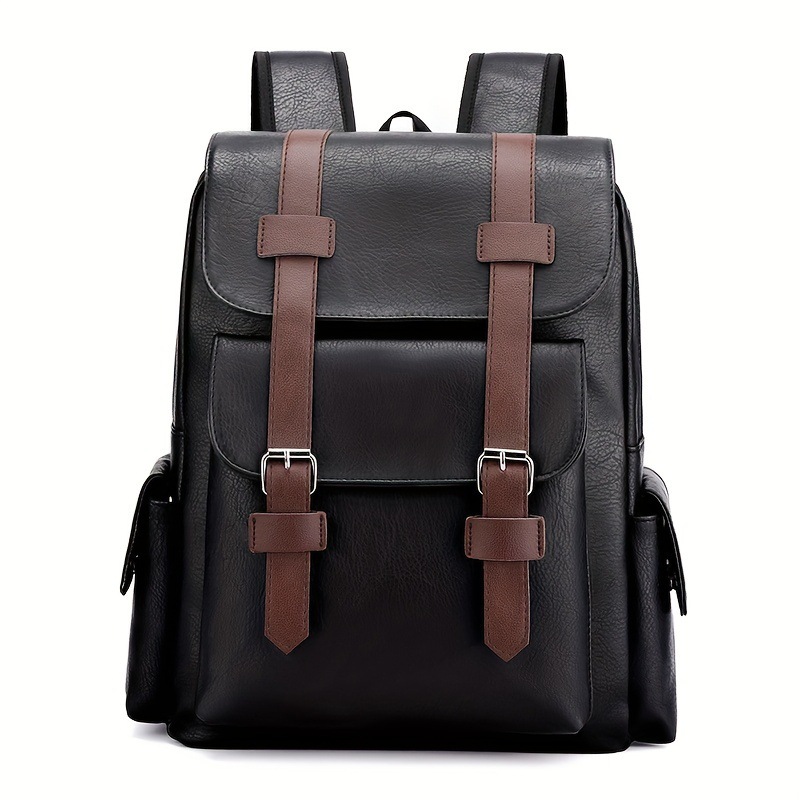 Business double-shoulder bag women and men simple soft PU laptop bag new travel large capacity backpack