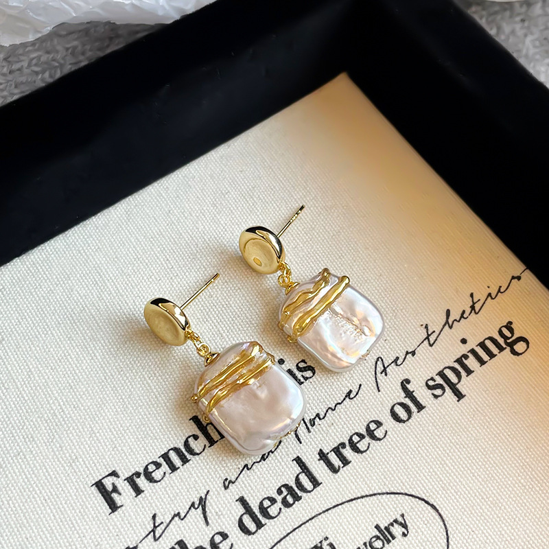 NALA Baroque Large Pearl Stud Earrings Exaggerated Tassel Earrings Pearl Earrings for Women