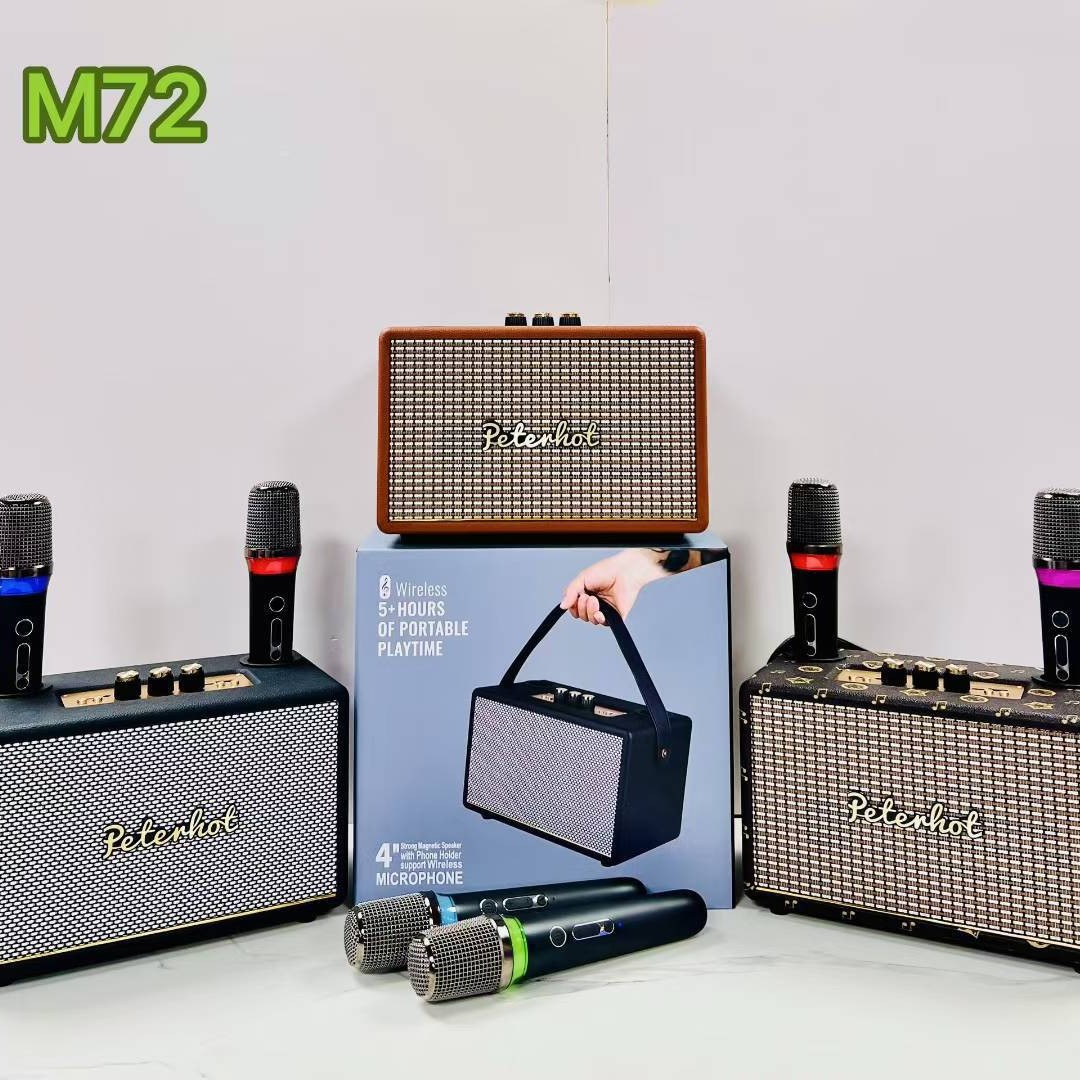 M72 Bluetooth Speaker Wooden Home Outdoor Portable Microphone Integrated K Song Audio 20W High Power