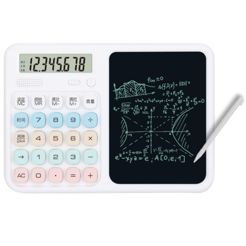 New fine handwriting cute multifunctional 12-digit voice with ring calculator writing board 2-in-1