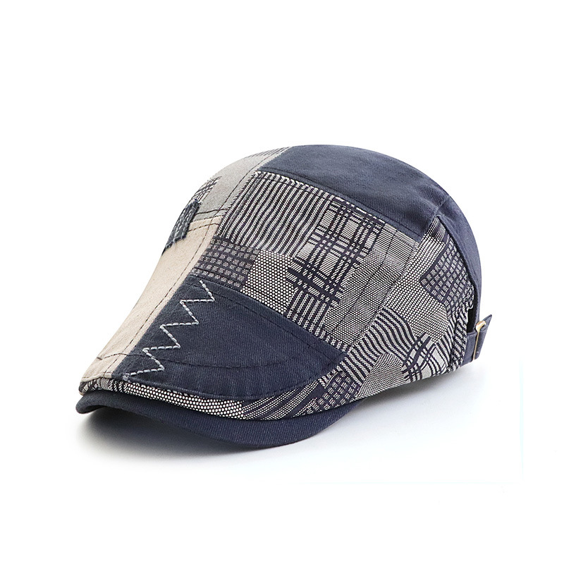 New patchwork plaid niche cap for women, summer sun-protective hat, men's forward cap
