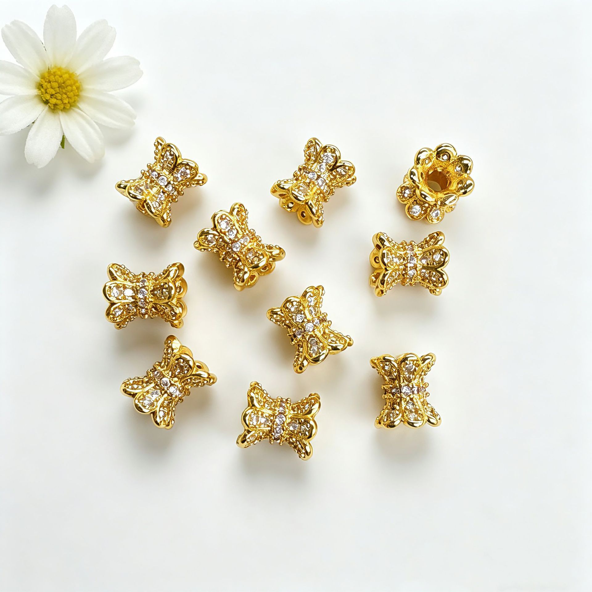 Copper plated 18K small waist spacer beads jewelry bracelet necklace spacer beads crystal pearl DIY accessories materials
