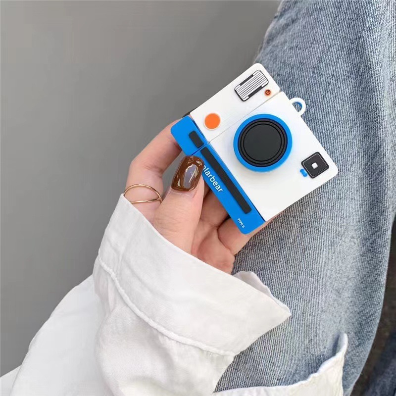 Blue-green camera case for Apple AirPods 3, wireless shell earphone case for 1/2/Pro 3, silicone soft case