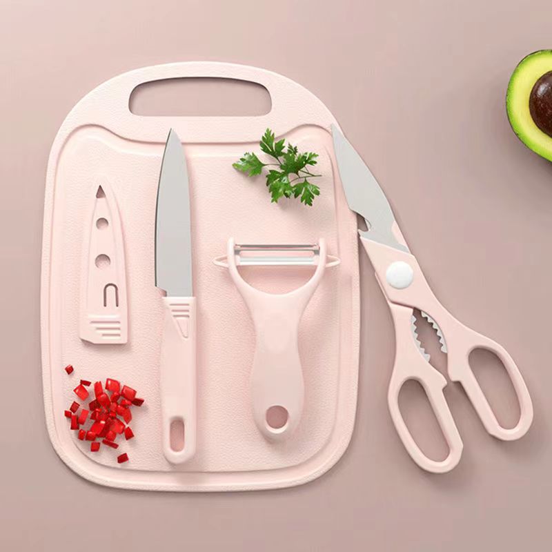Yangjiang Knife Simple Gift Set Stainless Steel Fruit Knife Cutting Board Scissors Peeler Kitchen Household Four-Piece Set