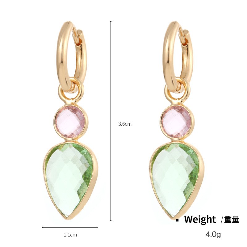 Kenjie faceted crystal bezel gold-plated hoops earrings for women geometric hoop earrings