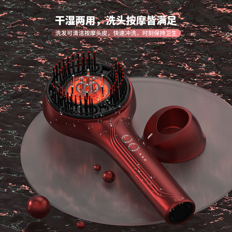 Red Light EMS Current Comb Conduction Comb Electric Massage Comb Scalp Applicator Head Massage Instrument Vibration