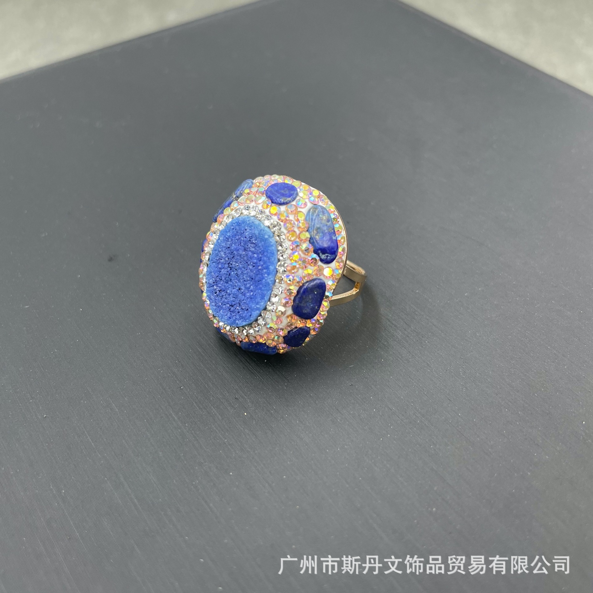 Natural Raw Crystal Tooth Inlaid Raw Stone Ring Emerald Niche Accessories Direct Wholesale