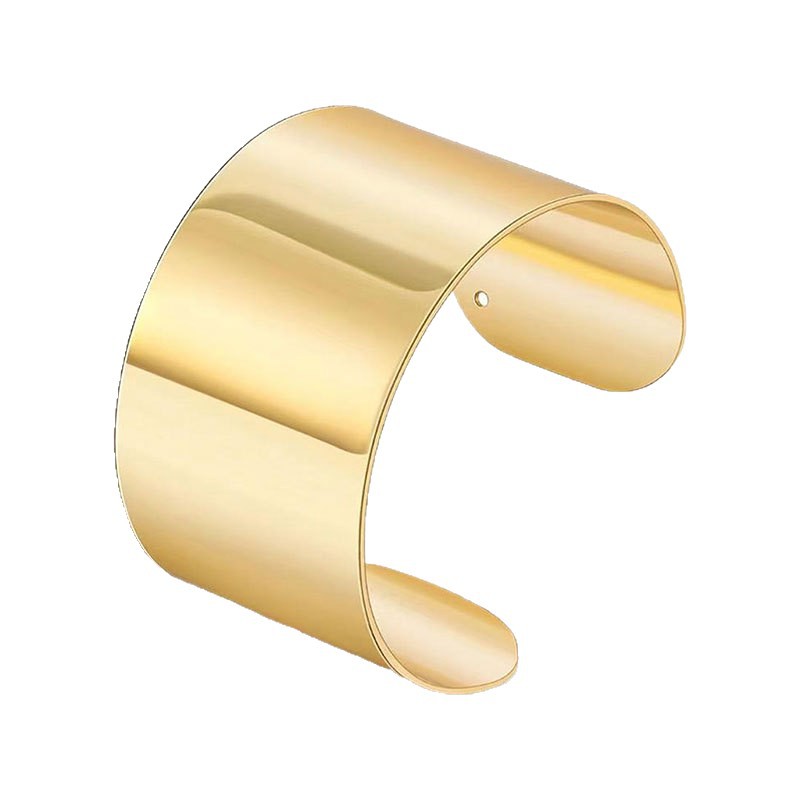 Bracelet wide band C-shaped open adjustable smooth surface bracelet metal daily