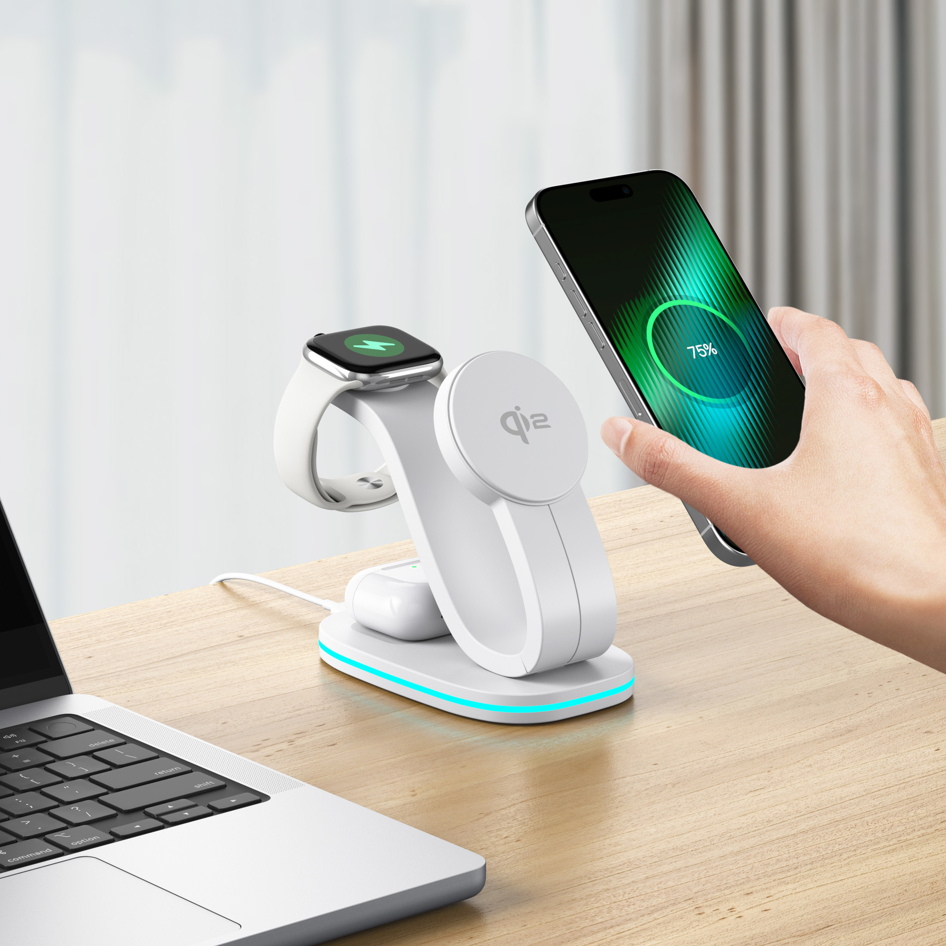 Selected QI2 Wireless Charger for Apple Phone Stand Earphone 3-in-1 MagSafe Magnetic Wireless Charger
