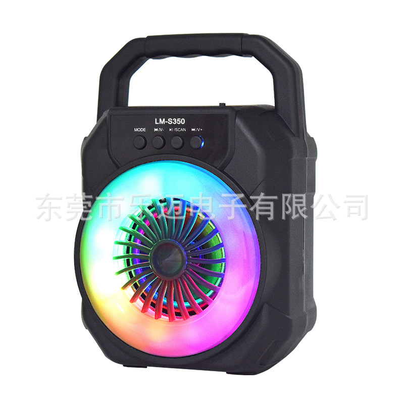 2024 New LED Bluetooth Speaker USB Card Slot Cool Color Light Square Dance Outdoor Handle Small Audio Cross