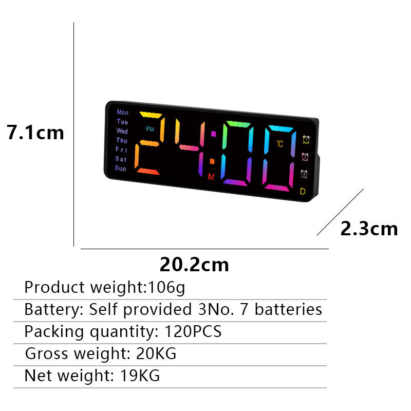 Desktop LED electronic alarm clock voice control countdown simple rectangular electronic clock bedroom student special