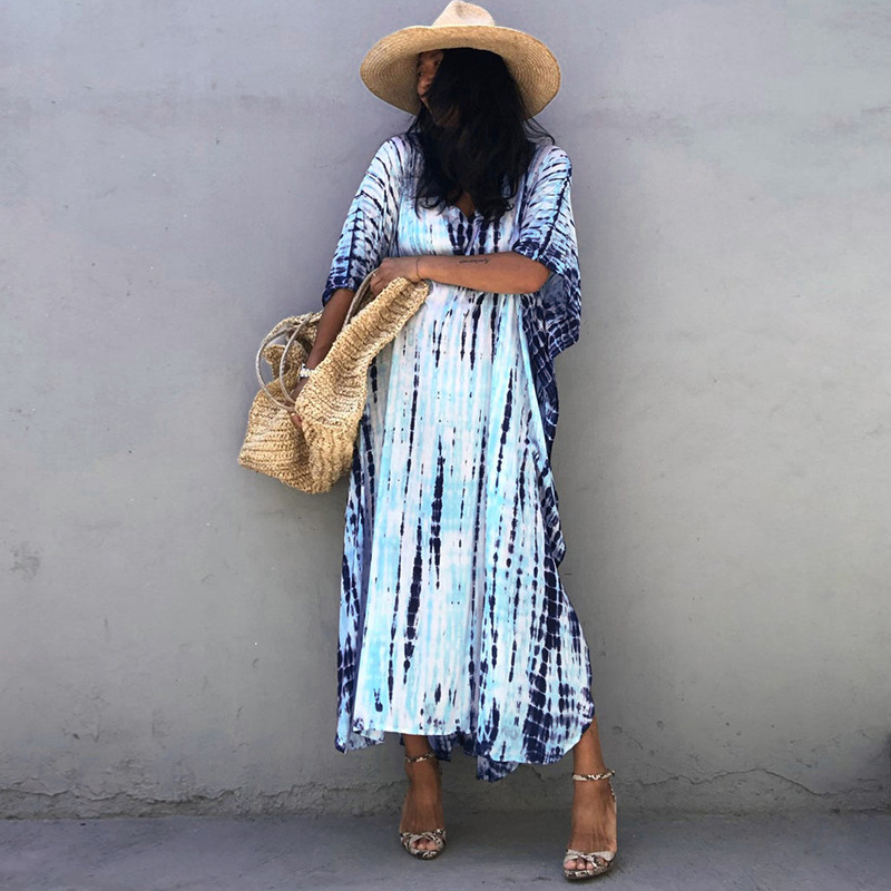 New Ombre Long Dress Beach Cover Up Vacation Long Dress Bikini Outer Swimsuit Cover Up Sun Protection