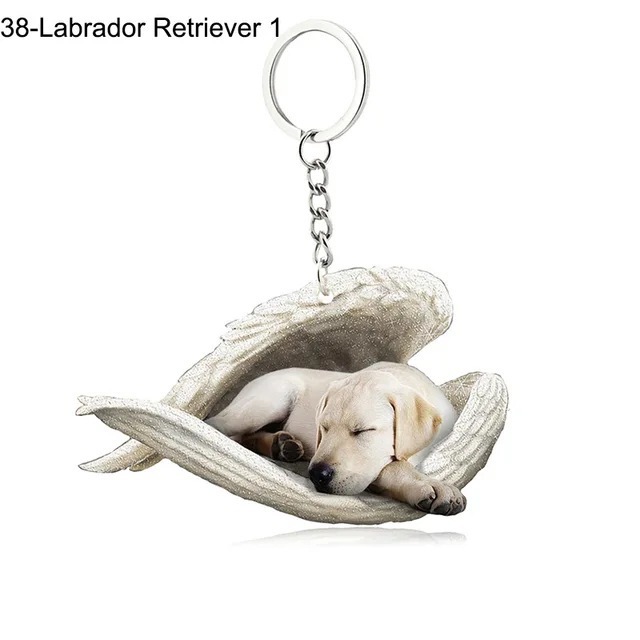 Simple Style Dog Cat Sleep Angel Pendant Backpack Keychain Car Keychain Animal Pet Decoration