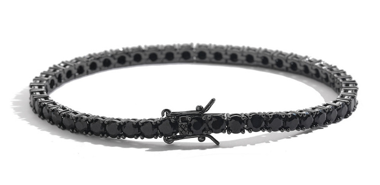 Hip-hop jewelry black tennis bracelet 3mm 4mm 5mm copper set zircon black tennis chain new hot