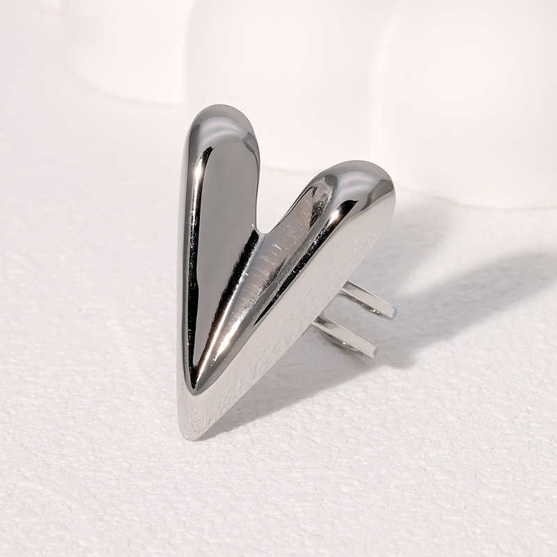 Exaggerated flower butterfly love geometric open stainless steel ring women