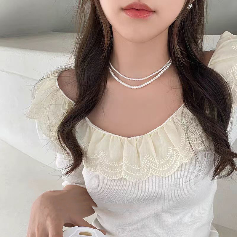Swarovski Pearl Necklace for Women, Sweet Clavicle Chain, New High-Luster Pearl Neck Chain for Women