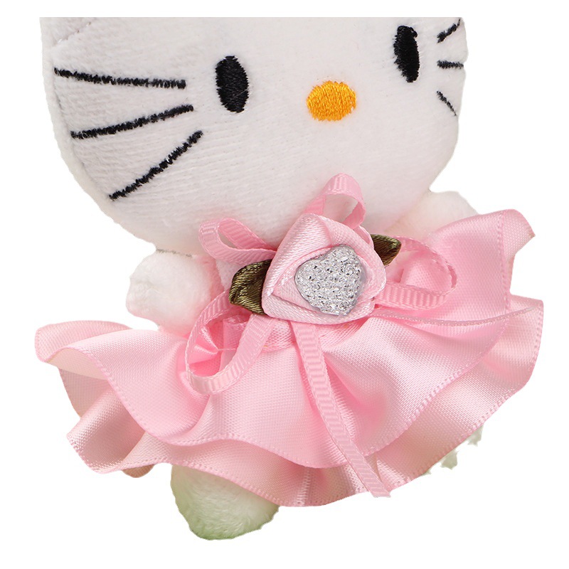 Diamond Dress Cat Plush Charm Cartoon Flower Bouquet Material Wedding Event Doll Plush Toy Multiple Colors