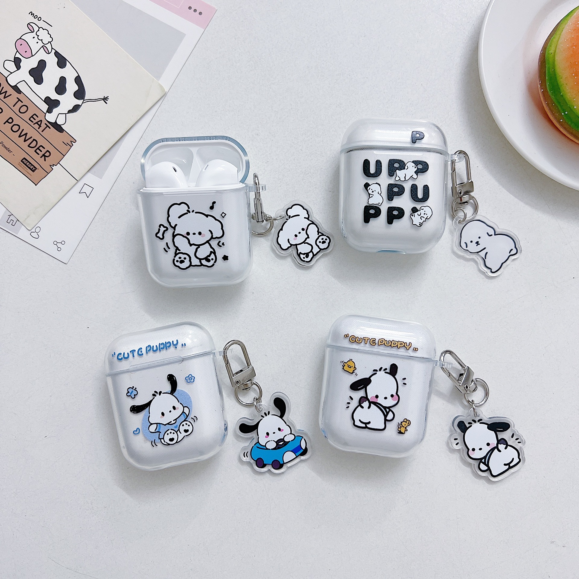 Cute cartoon AirPods Pro 3rd generation wireless Bluetooth earphone protective case, transparent soft case with pendant for i12