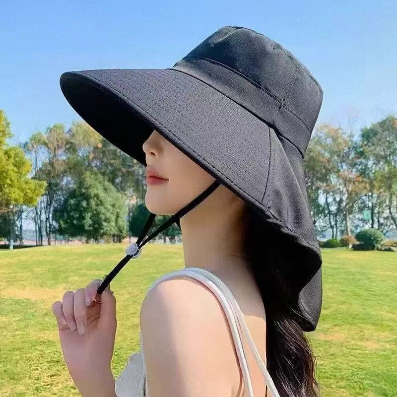 25cm Extra Wide Brim Hat for Women, Summer Neck Protection, Integrated Cape, Sun Protection, Cycling Sun Hat, Fisherman Hat, Small Head Circumference
