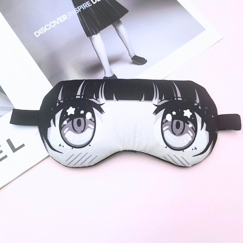 Cartoon text expression cold and hot compress sleep eye mask, lunch break light-blocking, air travel goods eye care