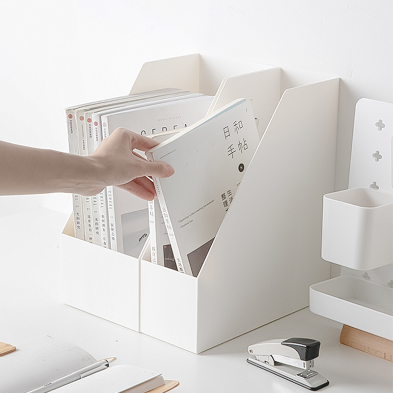 Japanese desktop storage box, white, narrow and tall, for office stationery, sticky notes, mirror cabinet, cosmetics, kitchen drawer