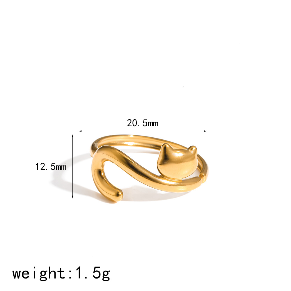 Cute 18k gold puppy dachshund stainless steel ring necklace jewelry set ear jewelry accessories