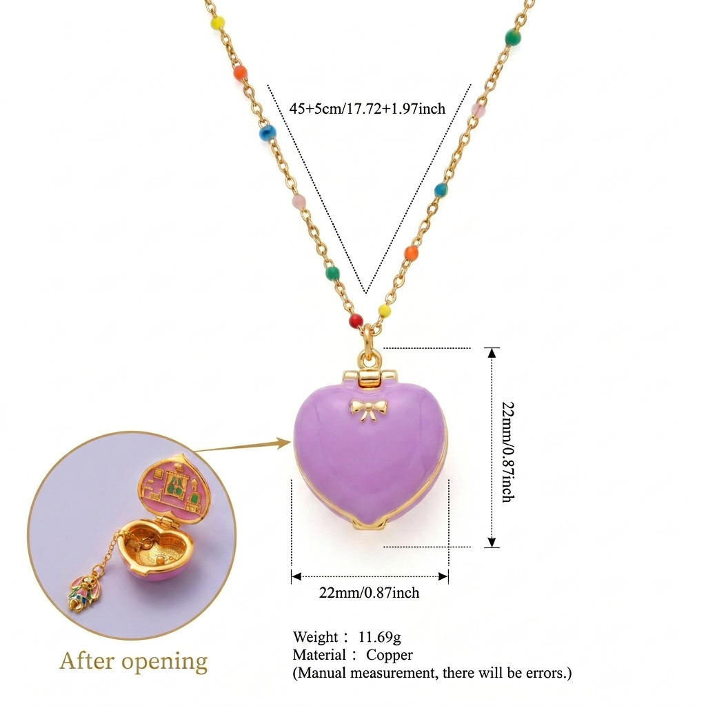 Pink-gold openable photo frame necklace for women, five-pointed star and heart, cute and popular gift necklace