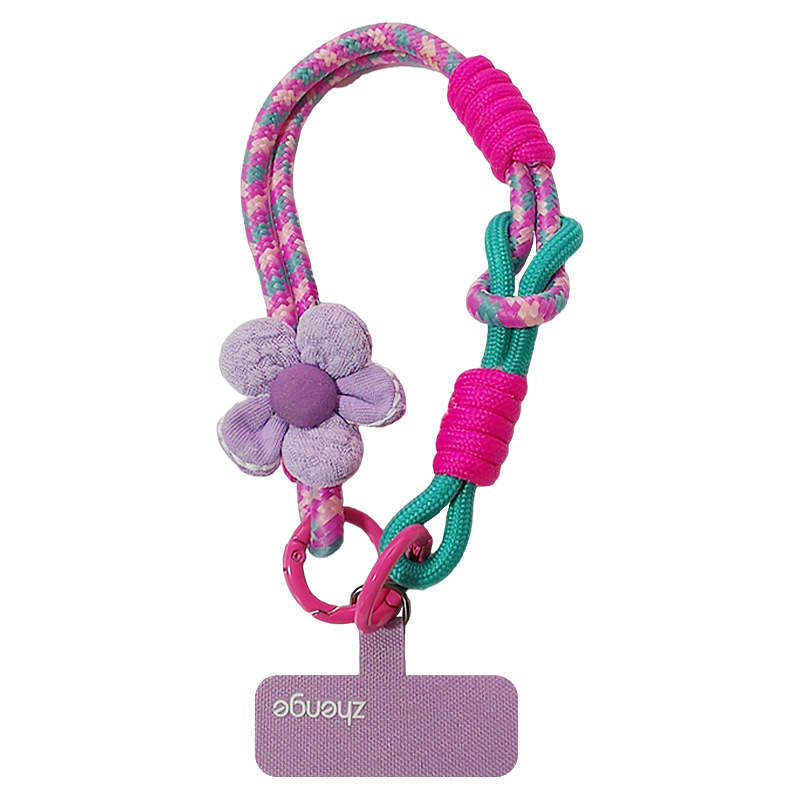 Flower phone strap women's wrist short thumb ring braided rope outdoor anti-loss travel climbing rope anti-theft hand strap
