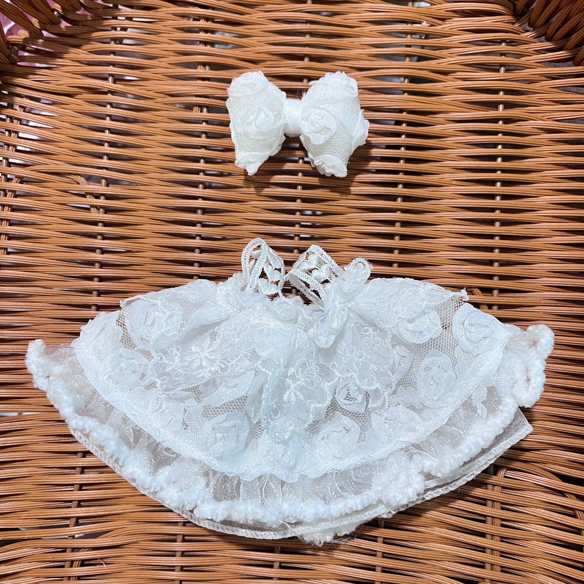 2025 New Net Gauze Small Rose Rainbow Dream Small Rose Skirt Bowknot Super Beautiful Super Fairy Doll Clothes Plush Toy Costume