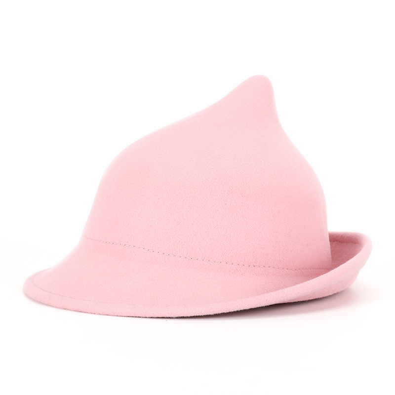 Magic Hat Wizard Hat Felt Hat Halloween Stage Costume Rolled Brim Wool Witch Hat 54-57cm