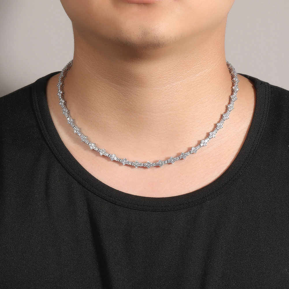 Diamond Hip Hop Necklace Men Rap Spring Buckle Airplane Tennis Chain Accessories
