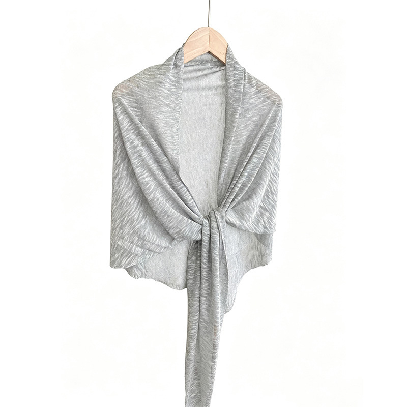 Spring and summer thin bamboo knot cotton triangle shawl Tencel linen blend air-conditioned cardigan outer scarf