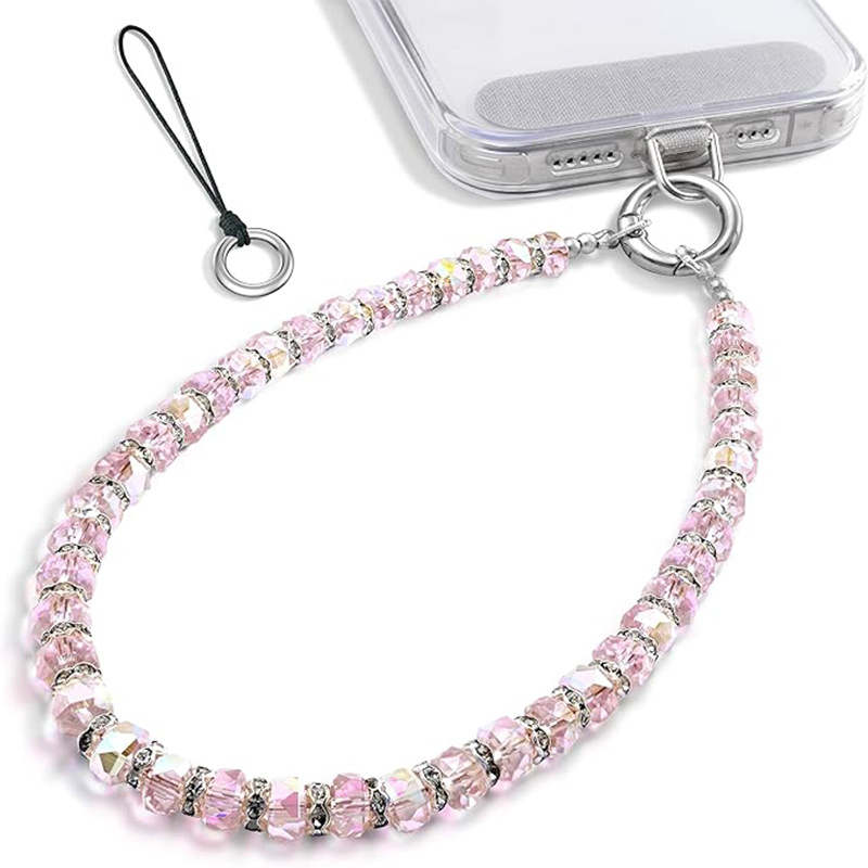 Niche Faux Pearl Faceted Crystal Phone Bag Pendant Charm Drill Ring Mixed Keychain