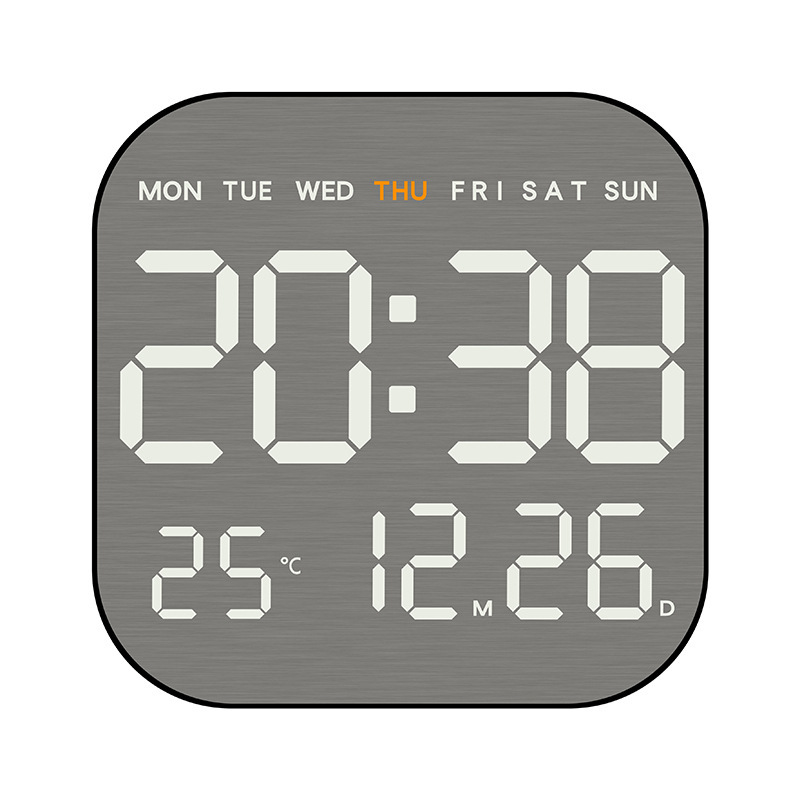 Metal Brushed Feel Wall Clock New Multifunctional Electronic Clock LED Electronic Alarm Clock Simple Alarm Clock