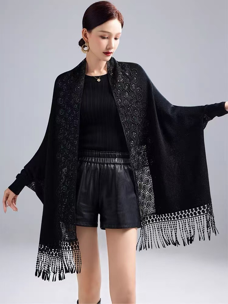 Spring Autumn Wedding Mother-in-law Happy Mother-in-law Cheongsam Shawl Embroidery Outer Wear Tassel Cape Cape Coat 1151#