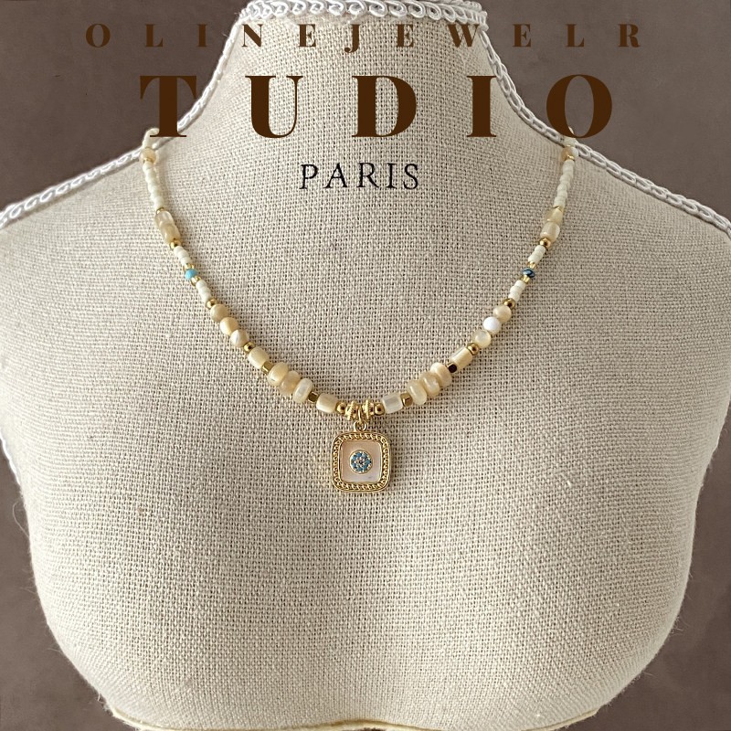「Lingbai」Original natural shell necklace, niche collarbone chain