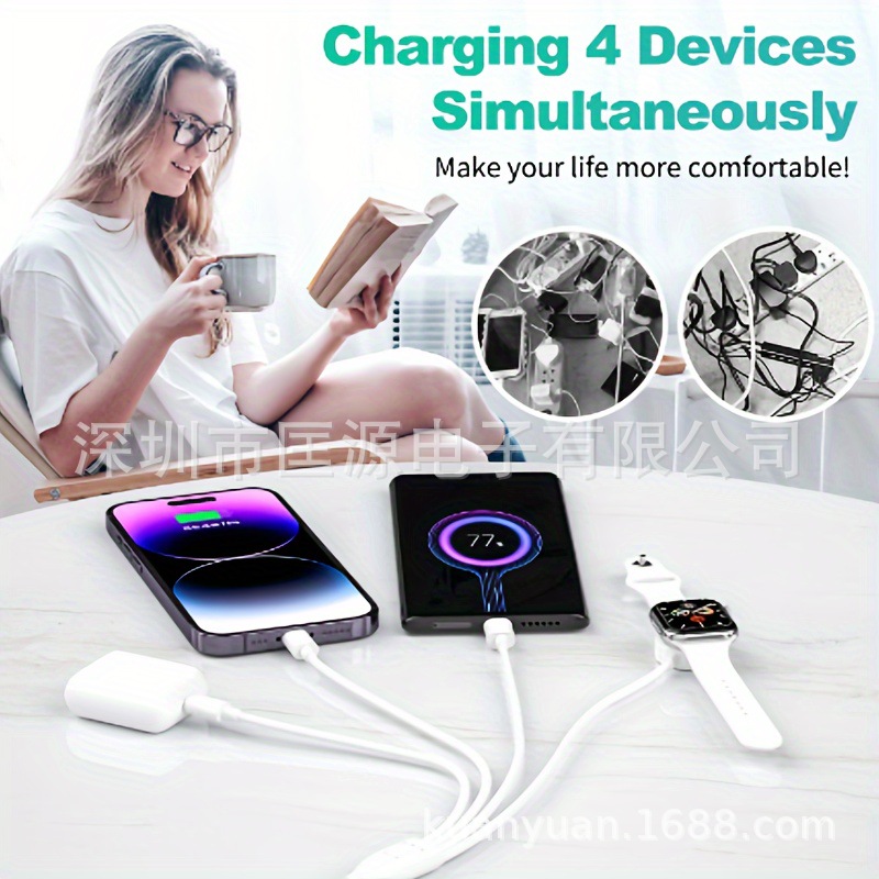 4-in-2 Multi-Function Charging Cable for Apple Watch Charger iWatch S2-S10/SE/Ultra