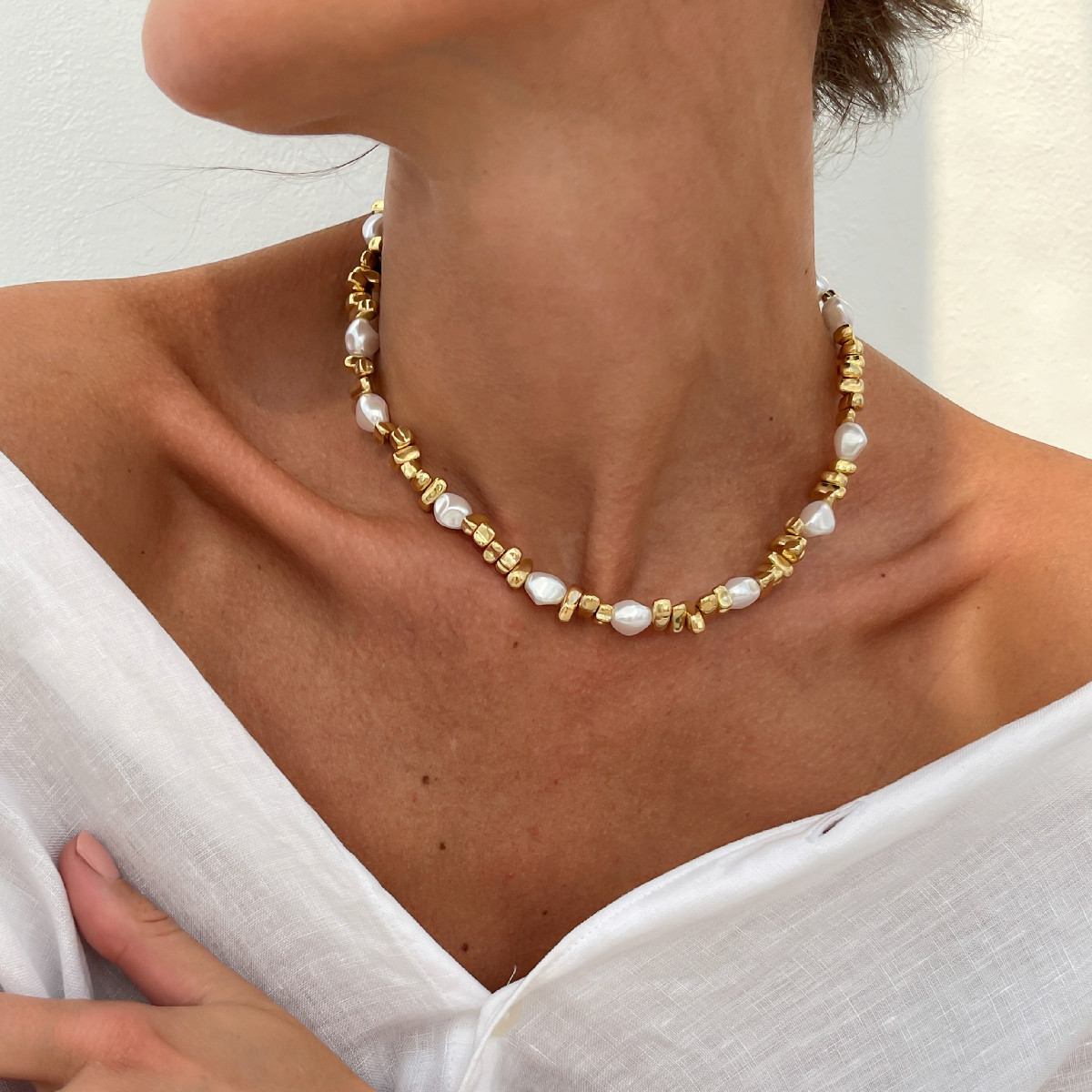 Jewelry irregular pearl necklace five-pointed star irregular CCB copper-clad iron chain neck chain