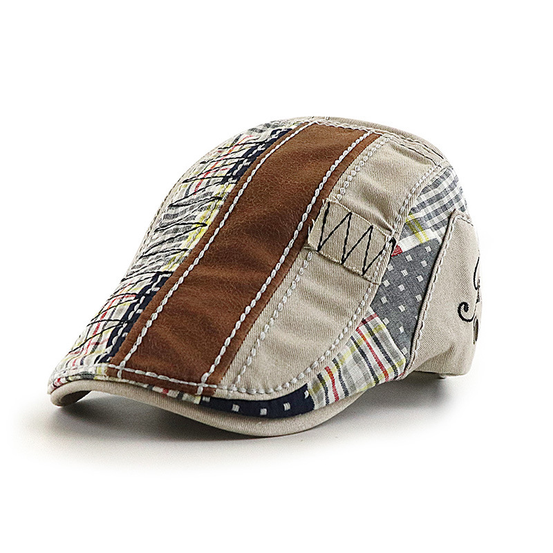 Cap, men's casual cap, patchwork beret