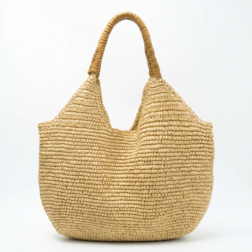 2026 New Straw Bag Handwoven Bag Large Capacity Single Shoulder Tote Bag Vacation Beach Bag Women's Bag