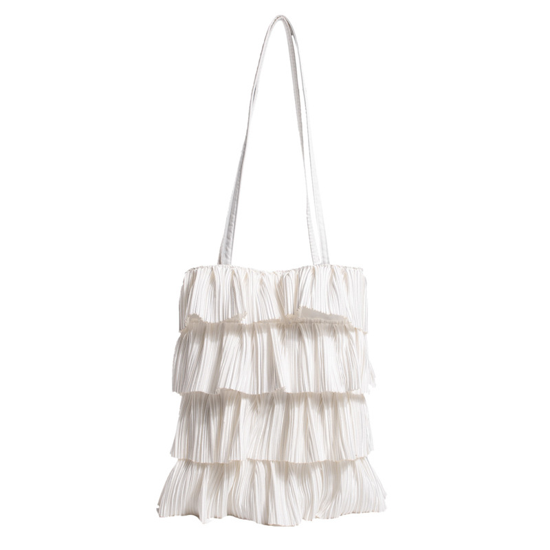 Women's Bag New Pleated Tote Bag Solid Color Tassel Cake Skirt Bag Small Fresh Underarm Shoulder Bag Crossbody
