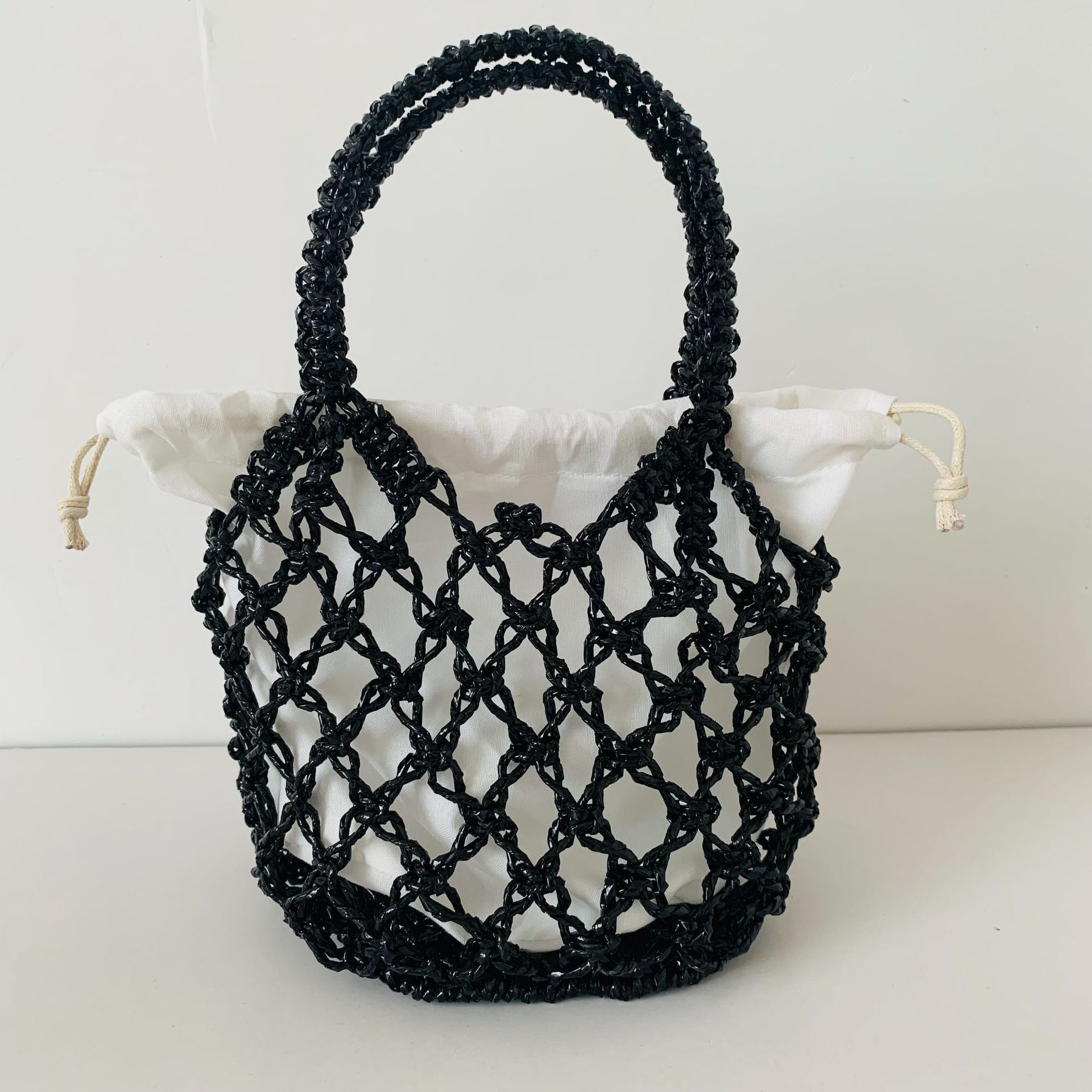 Gold and silver thread hollow mesh women's woven bag, forest style handbag, beach bag, hollow woven handbag