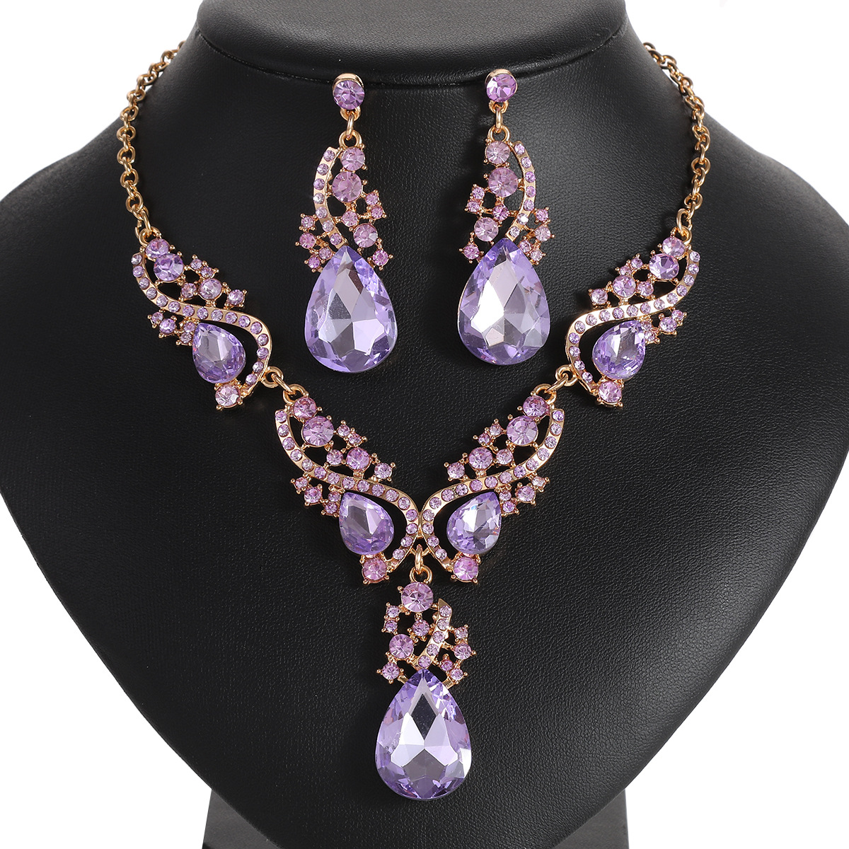 New Exaggerated Necklace Earring Set Cross-Border Exclusive Alloy Electroplated Jewelry Accessories Dress