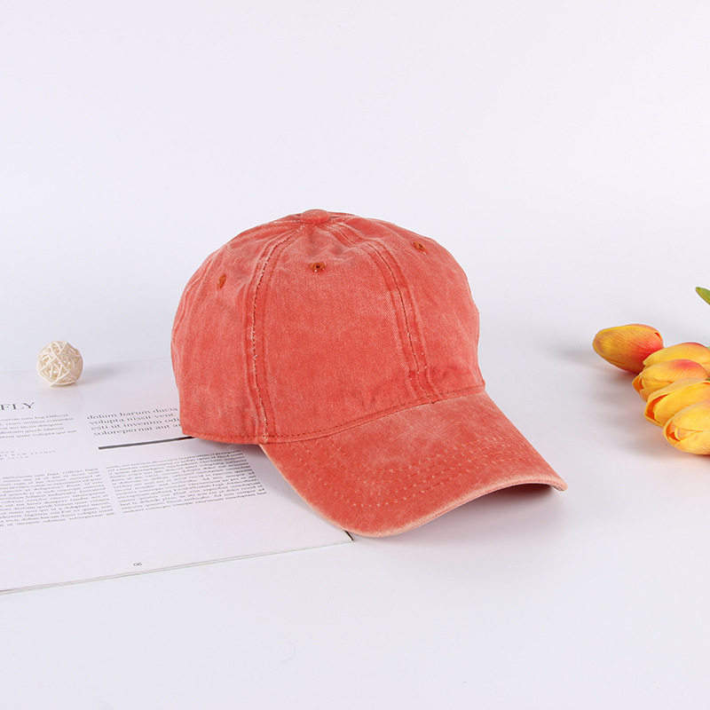 Coated Washed Baseball Cap Solid Visor Hat for Women Sunshade Distressed Denim Baseball Cap